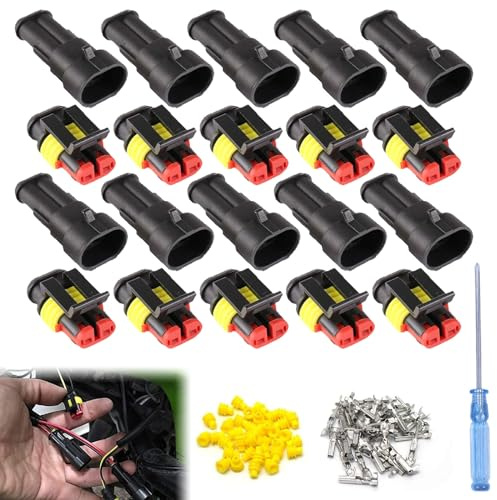 10 Kit 2 Pin Connettori Elettrici Impermeabili, Connettore del cavo dell'auto, Connettore Stagno Connettore, Connettore per Terminali Elettrici Plug, Connettori per Cavi Elettrici