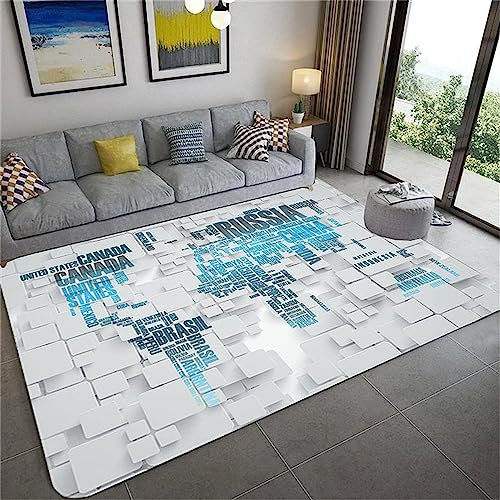 3D Kreative Weltkarte 180 X 280 cm Kinder Jugendliche Jungen Teppich Schlafzimmer Dekoration Kinderzimmer Wohnzimmer, Krabbelmatte Modern Weichem Flanell Kinderteppiche -4M7V