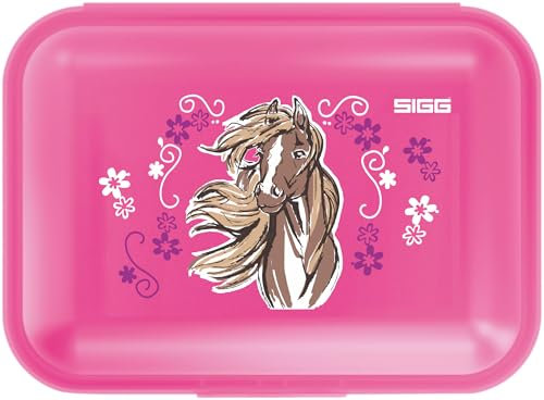 SIGG VIVA Lunch box Horse & Flower (1 L), Lunch box bambini per la scuola senza BPA, Schiscetta pranzo e merenda colorata con scomparti per bambini e bambine