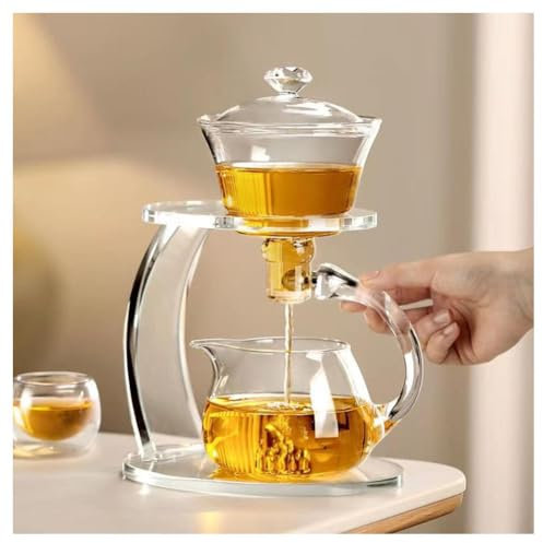KALWEL Teiera magnetica, in vetro, semi-automatica, resistente al calore, perfetta per tè sfuso, tè ai fiori e regali di festa