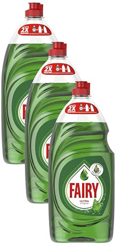 Fairy Ultra Lavavajillas a Mano, Óptimo Poder Antigrasa, 820 ml (Paquete de 3)
