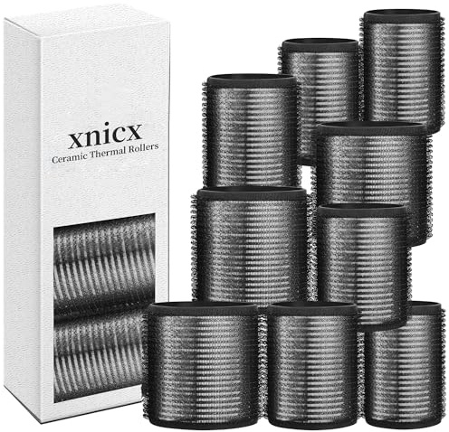 xnicx 9 pcs Self Grip Hair Rollers Set,Heatless Curlers Hair Rollers for Long Short Hair,No Heat Hair Curlers to Sleep In,Salon Hairdressing,3 Sizes Rollers in 1 set Black