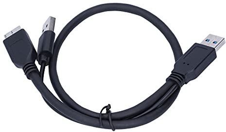 Plyisty Cable de Datos de Alimentación USB-A a USB 2.0 + Micro B Y Tipo Macho a Macho para Disco Duro Móvil Negro