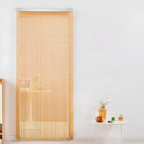 Eiauiuo Fadenvorhänge Orange Farbe Acryl Perlenvorhänge mit Aluminium Schiene Raumteiler Türvorhang Insektenresistente für Wohnzimmer Schlafzimmer Heimdekoration(100x230cm(WxH)(100 Stränge))