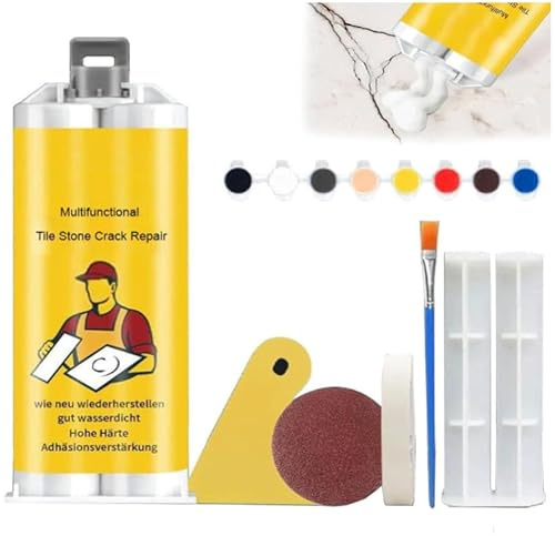 Kit multifuncional de reparación de grietas de piedra para azulejos, kit de reparación de granito y mármol para azulejos, pasta reparadora de esmalte de cerámica,reparación de virutas de bañera