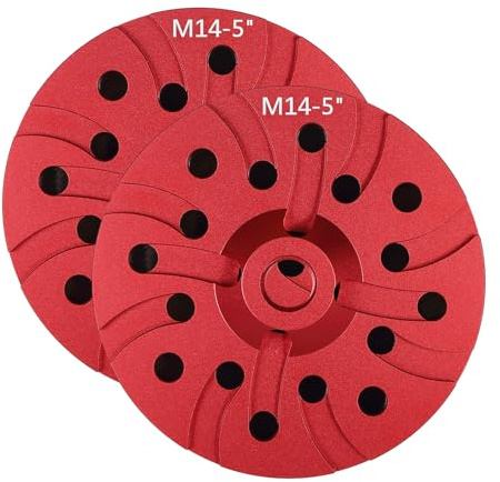 2 pezzi da 5 pollici Dischi abrasivi in per smerigliatrice angolare (filettatura M14) per la levigatura del legno, la lucidatura di auto e la finitura, Rosso