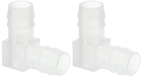 PATIKIL 0.55 Raccordo Portagomma Plastica con Gomito 90 Gradi, 2Pz Raccordi L-Barb 2 Vie Connettore Giunto Accessori Acquario Connettori per Tubi Flessibili per Acquario Carburante Gas