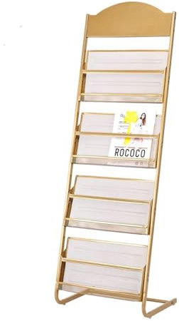 Stehender Zeitschriftenständer mit modischer Zeitungs- und Zeitschriftenaufbewahrung, goldfarben, Bürobedarf, Präsentationsständer für Werbematerialien