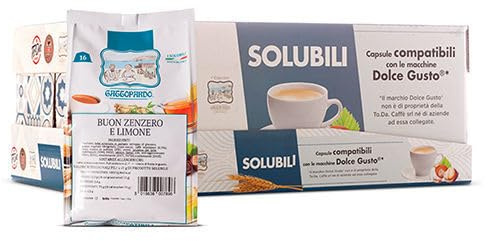 96 Capsule Tisana compatibile con Nescafè Dolce Gusto GATTOPARDO TODA Caffè TISANA/Thè/Tè ZENZERO E LIMONE per Macchina Nescafè a capsule compatibile con Dolce Gusto *