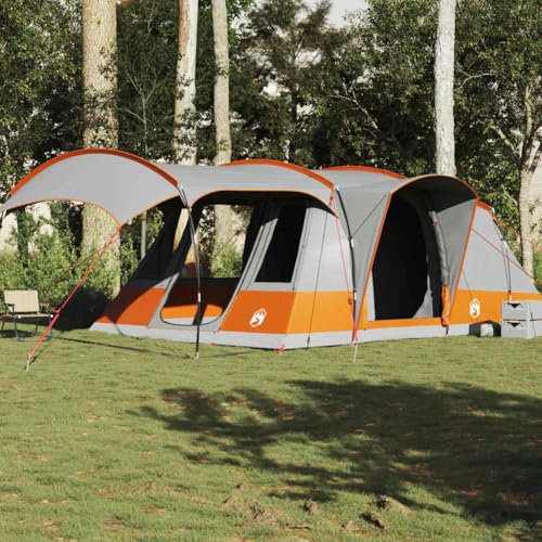 Homgoday Tunnelzelt 5 Personen Campingzelt Familienzelt Überzelt Trekkingzelt Campingzelt Outdoor Zelt Grau und Orange Wasserdicht