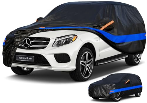 Weleyclore SUV Car Cover 100% Waterproof Breathable,Outdoor Car Covers.Rain Snow UV Dust Protection.Custom Fit for Mercedes GLE,BMW X5,Porsche Cayenne,Volvo XC90,Range Rover,etc.(485 To 510cm) B10.