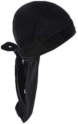 Diadema casco 6 piezas terciopelo durag gorro para hombres y mujeres suave terciopelo durag envoltura de la cabeza con cola larga y tirantes anchos para 360 ondas diadema hombre deportes de invierno