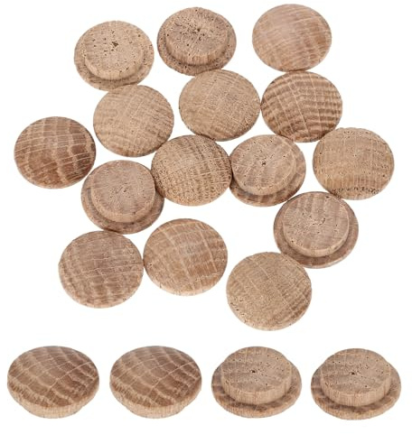 sourcing map Holzknopfstopfen, 15 mm, Hartholz, Schraubenloch, Pilz, Holzkappen, Knöpfe, Eichenholzstopfen für Möbel, Holzbearbeitung, Handwerk, Dekor (20 mm x 15 mm), 40 Stück