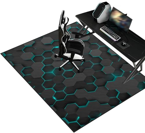 Bodenschutzmatte Gaming für Hartböden & Teppich Kratzfest rutschfest Gaming Stuhl Unterlage Stuhlunterlage Gaming Bodenmatte Bürostuhl Unterlage Computerstuhl Teppiche Stuhlmatten 100 x 120 cm