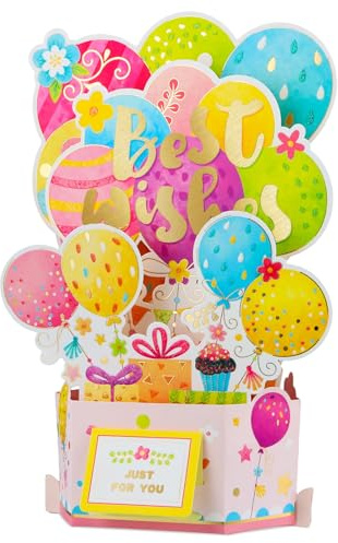 DISJOURNEY Geburtstagskarte - 3D Pop Up Karte Geburtstag mit Umschlag - Happy Birthday Karte für Kinder Mama Frauen Männer Kreative Geschenke - Ballon
