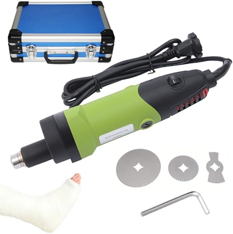 Medical Electric Plaster Saw Cast Cutter, 12500RPM Speed Adjustable Orthopedic Cast Cutter, Orthopedic Sport Medicine Surgery Tool with 3 Saw Blades Plaster, for Hospitals, Clinics(Green)