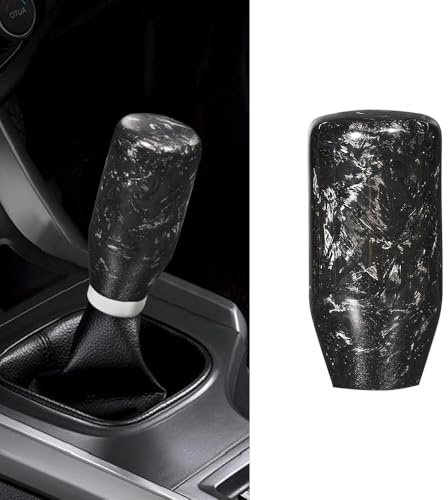 Blueshyhall Auto Schaltknauf Forged Carbon, Schaltknauf Zylinder Förmig Schwarz Matt aus Alu Metall, Schalthebel Griff Gear Knob Manueller Automatik mit M8/10/12 Adapter Auto Tuning Innen Zubehör