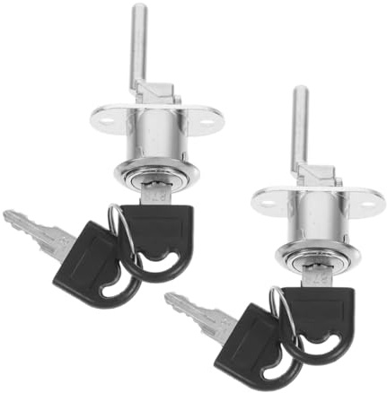 LIFKICH 2pcs Metal Drawer Locks with Key Cabinet and File Cabinet Lock Replacement for Office Desk Drawers