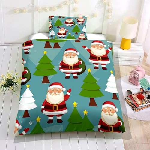 Odot Kinderbettwäsche Set, Weihnachten Bettwäsche Set Mädchen Jungen mit Bettbezug & Kissenbezug, Kleinkinder Bettwäscheset aus Microfibre für Kinder Babybett (Weihnachtsmann,100x135cm)