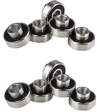 Buhdjfnke 10 Pz 608- Longboard Cuscinetto Integrato Skateboard Cuscinetto Ruota Inline Roller Skate Cuscinetto 8X22X12.6Mm, Nero