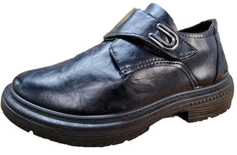 Business skor herr, läderskor herr tjock sula halkfri fritidsskor slip-on halvskor läder loafers platåsula promenadskor avslappnade lackskor lätta vandringskängor, svart, 41 EU