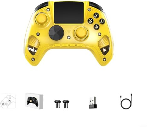 Gamepad wireless 2.4G: controllo a grande schermo e trigger di commutazione lineare dual-hall (giallo)