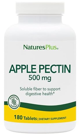 NaturesPlus Apple Pectin - 500 mg, 180 Tablets - Natural Fiber Supplement - Vegetarian, Gluten Free - 180 Servings