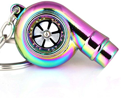 Maycom®, Turbolader-Schlüsselanhänger mit rotierender Turbine und echtem Pfeifton, Neo Rainbow, S
