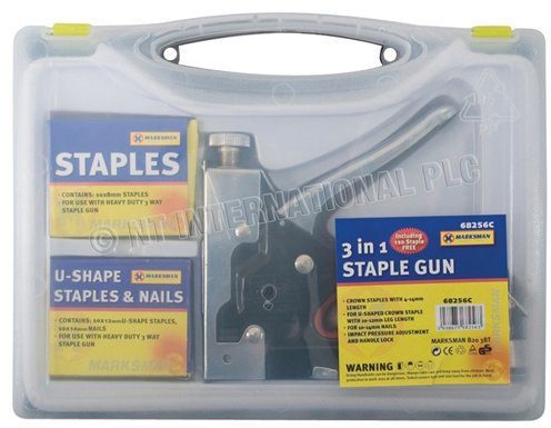 3 in 1 Staple Gun Heavy Duty Hand Upholstery Comes with 600PC Staples Stapler Cable DIY New | for Upholstery, Fixing Material, Decoration, Carpentry, Woodwork, Furniture