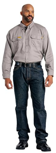 LAPCO FR Modern Jeans for Men, Flame Retardant Work Pants, Relaxed Fit, Low-Rise, Bootcut, Washed Denim, P-INDM37