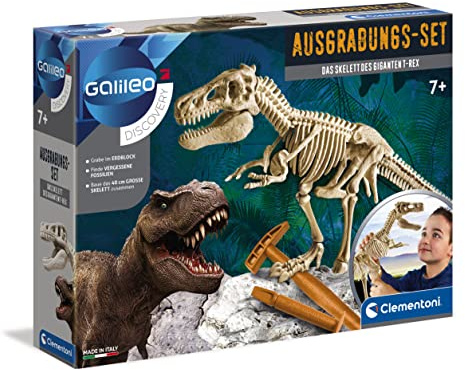 Clementoni Galileo Discovery – Ausgrabungs-Set Das Skelett des Giganten T-Rex, Spielzeug für Kinder ab 7 Jahren, Ausgraben von Fossilien mit Hammer & Meißel, für kleine Forscher 69491