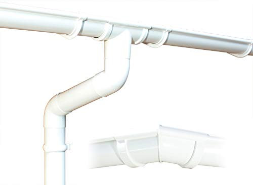 Kit gouttière PVC pour six versants | GD16 | en 4 couleurs! Idéal pour abri ou chalet de jardin ! (Kit complet circonférence jusqu'à 14.00 m, Blanc)