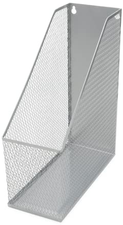 YBM HOME Mesh Steel Deluxe Magazine Rack, Extra Wide Magazine File Holder (1, Silver)