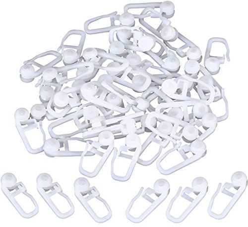 Clips de Cortina Enrollable Ganchos de Cortina de Plástico Blanco para Cortina de Tipo de Vía, 50 Piezas (Clips)