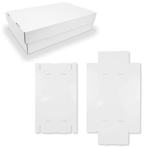 3x Geschenkkarton rechteckig weiß foliert 36x 24cm 9cm Stülpdeckelkarton Boden und Deckel Weinpräsentbox