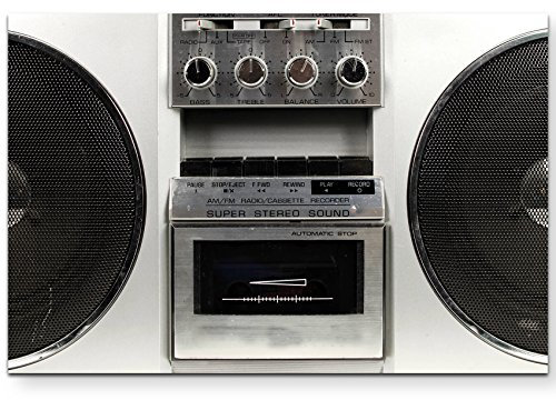 Paul Sinus Art Leinwandbilder | Bilder Leinwand 120x80cm fantastischer Ghettoblaster Retro – Nahaufnahme