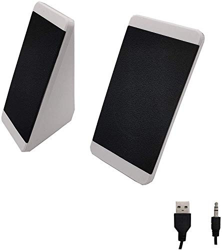 Accod Mini Desktop Speaker Wired Computer Speaker USB Powered Portable Speaker with Stereo Sound Multimedia Desktop Speaker for Laptop/PC/Smart Phone and Tablet Computer (White)