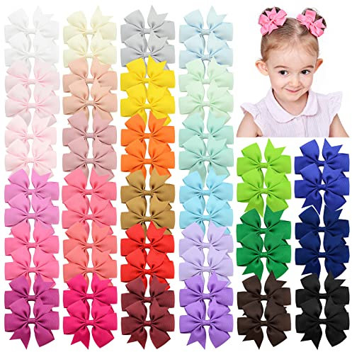 60pcs 3 Zoll Baby Mädchen Haarschleifen Krokodilklemmen Grosgrain Band Windrad Haarspangen für Babys Kinder Kleinkinder Teenager Geschenke in Paaren