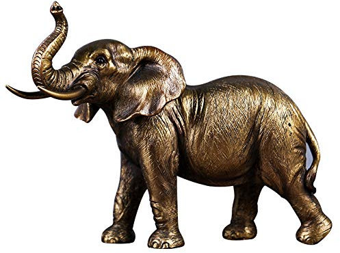 Vinbcorw Elefant - Golden - Harz | Tier-Figur, Skulptur, Statue, Deko-Figur, Deko-Artikel für Home Desktop Dekoration Wohnzimmer Geschenk,1