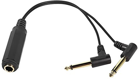 QIANRENON 6,35 mm TRS Stereo Buchse auf 90 Grad 2 x 6,35 mm Mono TS Stecker AUX Adiuo Y Splitter Kabel für Studios, Pro Sound und DJs, 27,9 cm