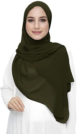 Lina & Lily Premium Chiffon Hijab Halsduk Scarf för Dam, Lätt och Tunn Slöja Huvudsjal för Muslimska Kvinnor (Mörkoliv)