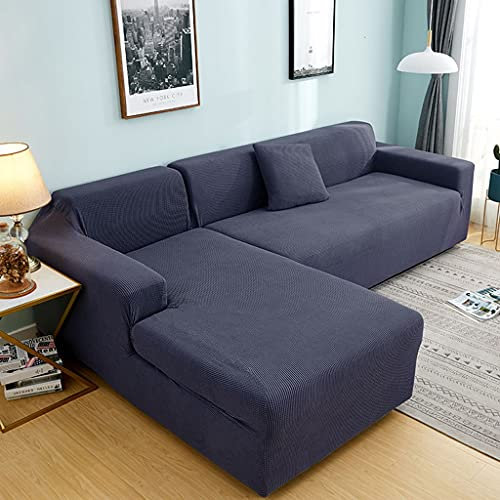 VEAI Sofabezug Sofahusse L Form Rechts/Links Couchbezug Grau/Beige Stretch Eckcouch 1/2/3/4 Sitzer（L-förmiges Ecksofa Sofa Abdeckung sollte Zwei kaufen） (Color : D, Size : 3-Sitzer (190-230 cm))
