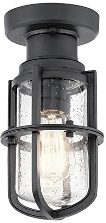 Schwarze Deckenleuchte außen IP44 Maritim Ø14cm E27 Außenlampe Decke Außenbereich Eingang Terrasse