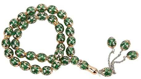 Jenngaoo Muslimische Tasbih 33 Perlen, islamische Anbetungsgebetsschrift Rosenkranzperlen für religiöse Artikel Ramadan Geschenk(Grün)