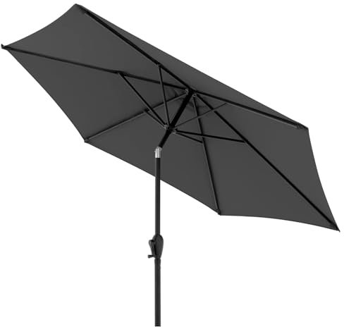 Doppler Sonnenschirm für den Garten Jack 250cm in Dunkelgrau - Runder Sonnenschirm für Balkon & Terrasse - Schirm knickbar - Balkonsonnenschirm - Kurbelschirm - Gartenschirm mit Kurbelfunktion