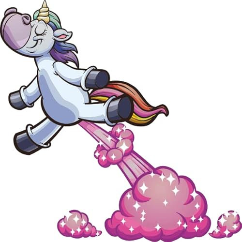 U24 Aufkleber Pupsendes Einhorn 20 x 20 cm Autoaufkleber Sticker Konturschnitt