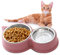 HUTVD Gamelle pour Chat, Gamelle Double pour Chat, Ensemble de Gamelles pour Chat en Acier Inoxydable, Gamelle Double pour Chat, Mangeoire et Abreuvoir pour Chiot （Rose）