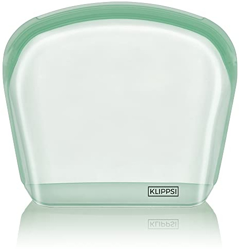 Klippsi® 3,5L Wiederverwendbarer Silikonbeutel Gefrierbeutel Aufbewahrungsbeutel reißfest, hitze-kältebeständig, auslaufsicher, spülmaschinengeeignet (Grün)