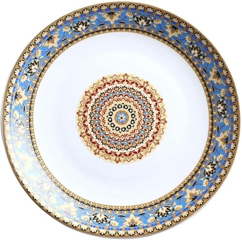 Exquisite dual-purpose dinner plate,9 inch/11 inch Bohemian Dinner Plate Japanese Retro Dinner Plate Household European and American Ceramic Tableware-9 inch lace Blank ( Color : 9 Inch Lace Blank )