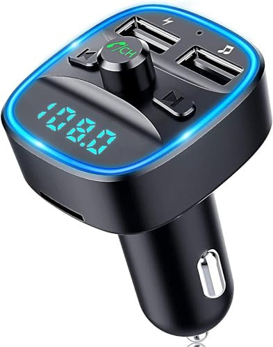 Bluetooth FM Transmitter, Bluetooth Car Adapter, Universal Car Charger with Dual USB Charging (5V/2.4A & 1A), MP3 Player TF Card & Support USB Disk Hands-Free Calling With LED Screen